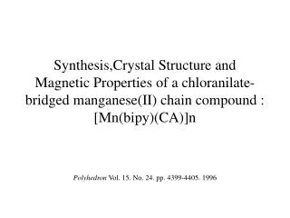 Polyhedron Vol. 15. No. 24. pp. 4399-4405. 1996