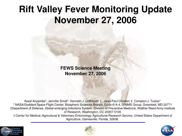 rift valley fever monitoring update november 27 2006