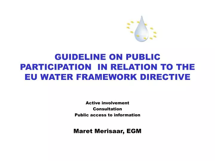 guideline on public participation in relation to the eu water framework directive
