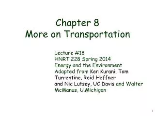 Chapter 8 More on Transportation