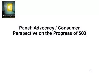 Panel: Advocacy / Consumer Perspective on the Progress of 508