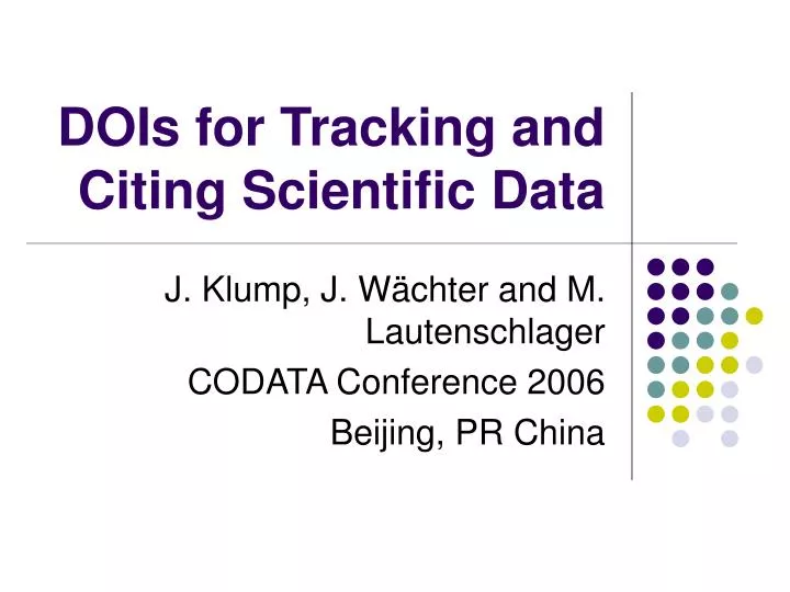 dois for tracking and citing scientific data