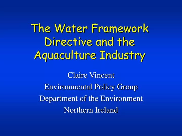 the water framework directive and the aquaculture industry