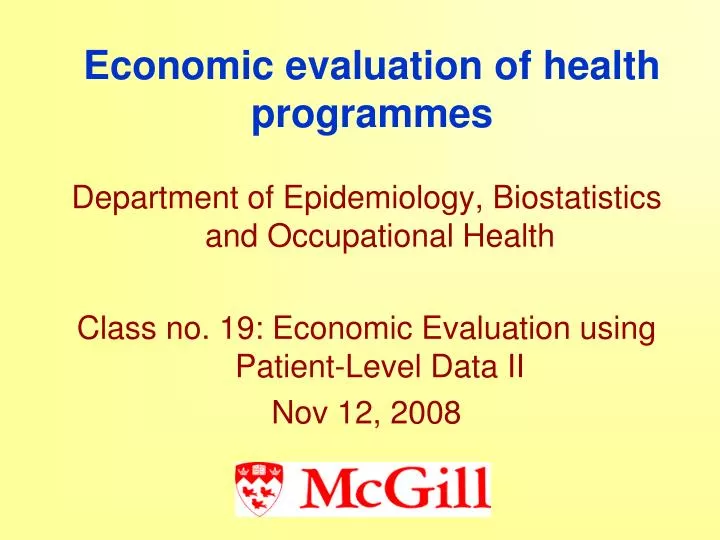 economic evaluation of health programmes