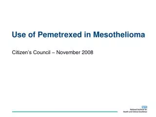 Use of Pemetrexed in Mesothelioma