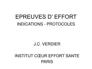 epreuves d effort indications protocoles