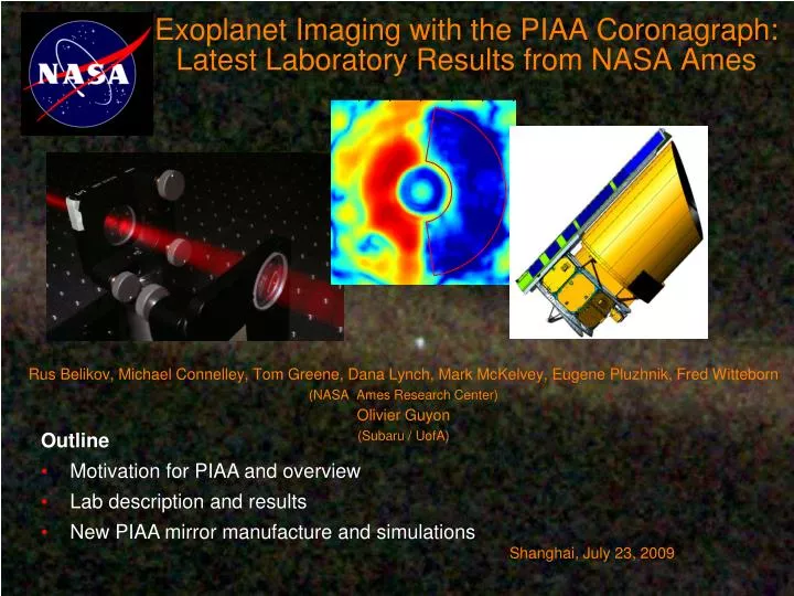 exoplanet imaging with the piaa coronagraph latest laboratory results from nasa ames