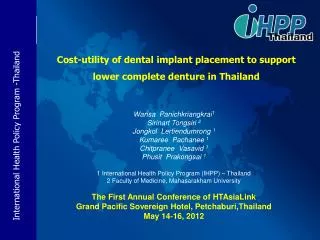 Cost-utility of dental implant placement to support lower complete denture in Thailand