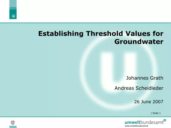 establishing threshold values for groundwater