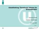 Establishing Threshold Values for Groundwater - slide 1