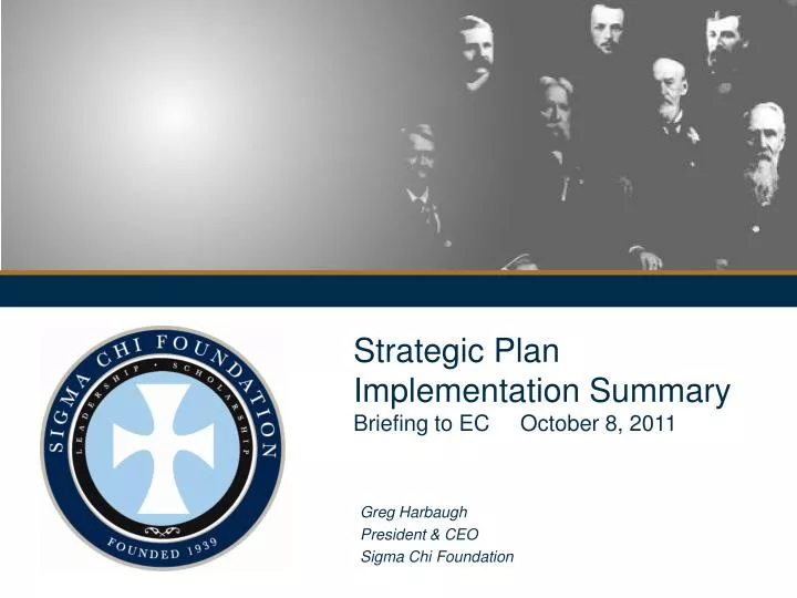 strategic plan implementation summary briefing to ec october 8 2011