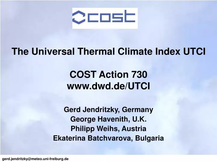 the universal thermal climate index utci cost action 730 www dwd de utci