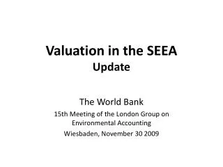 Valuation in the SEEA Update