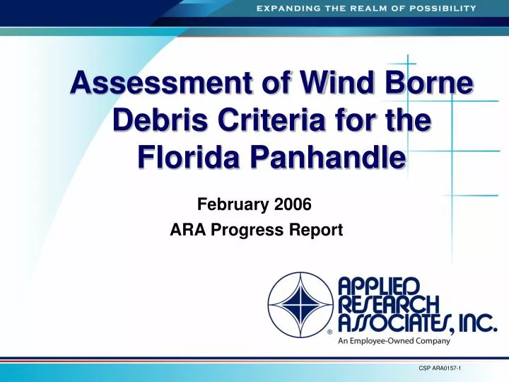 assessment of wind borne debris criteria for the florida panhandle