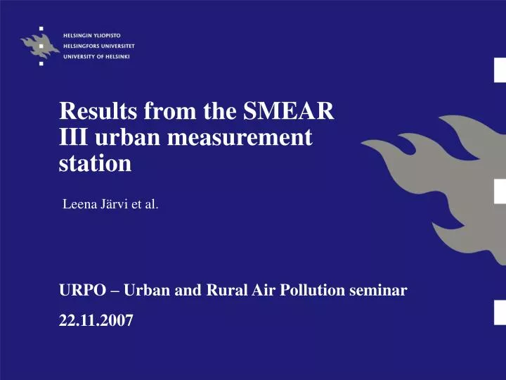 results from the smear iii urban measurement station