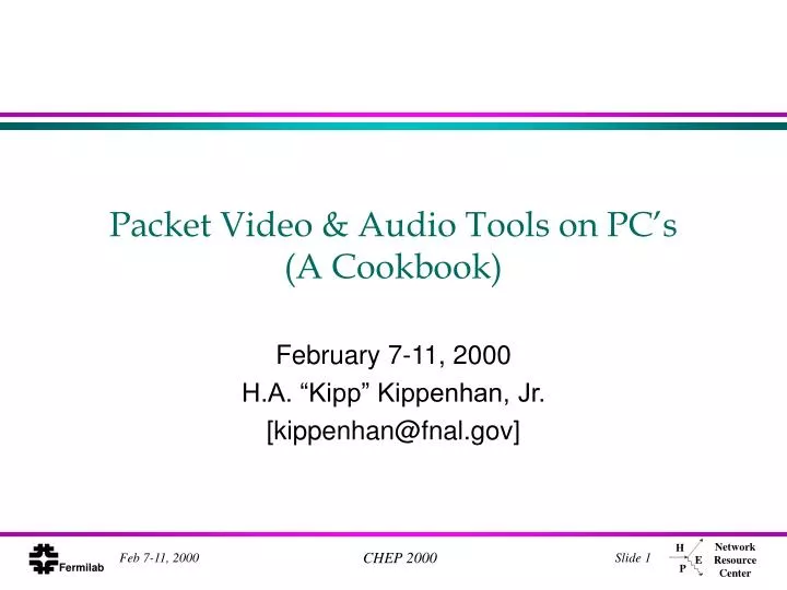 packet video audio tools on pc s a cookbook