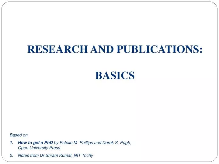 research and publications basics