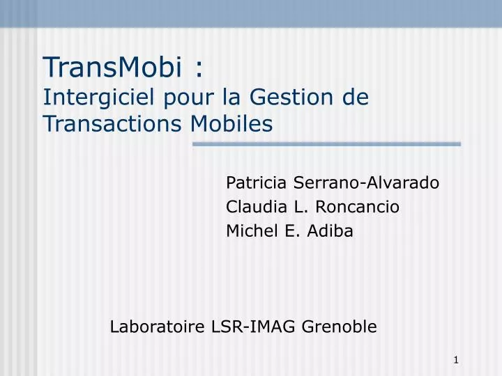 transmobi intergiciel pour la gestion de transactions mobiles