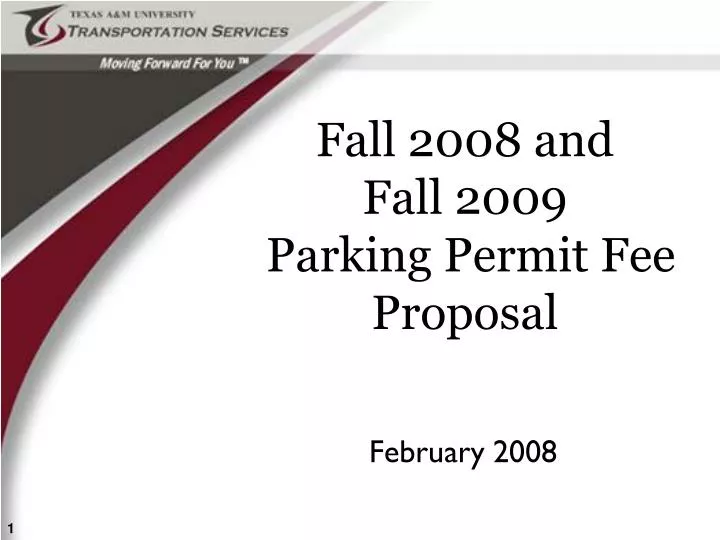 fall 2008 and fall 2009 parking permit fee proposal