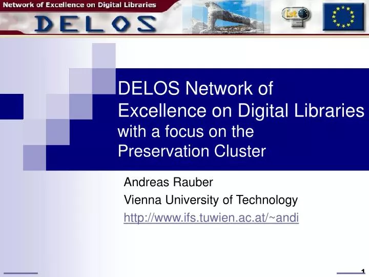 delos network of excellence on digital libraries with a focus on the preservation cluster