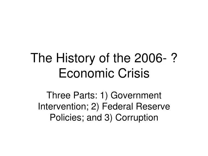 the history of the 2006 economic crisis