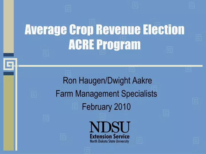 average crop revenue election acre program