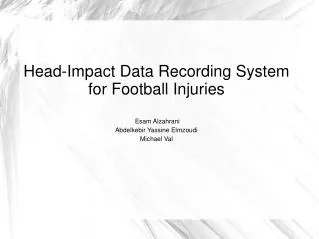 Head-Impact Data Recording System for Football Injuries Esam Alzahrani