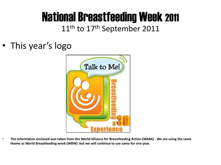 national breastfeeding week 2011 11 th to 17 th september 2011
