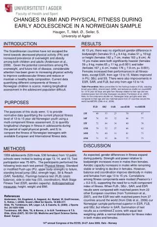 CHANGES IN BMI AND PHYSICAL FITNESS DURING EARLY ADOLESCENCE IN A NORWEGIAN SAMPLE