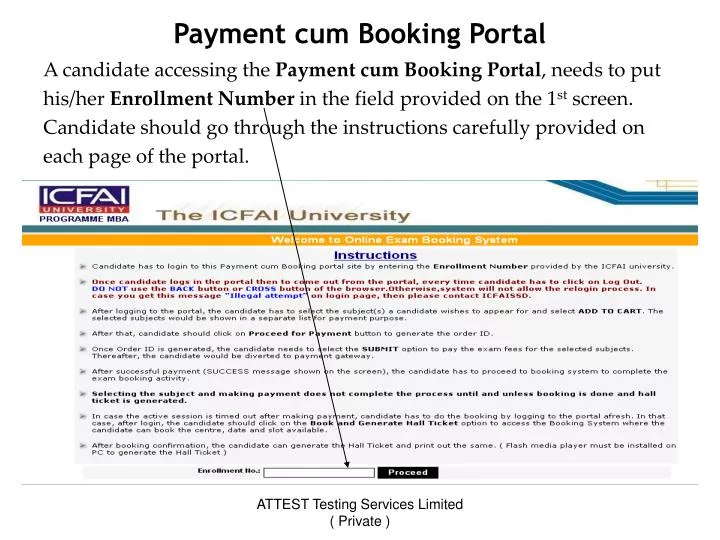 payment cum booking portal