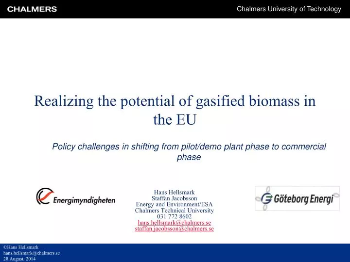 realizing the potential of gasified biomass in the eu