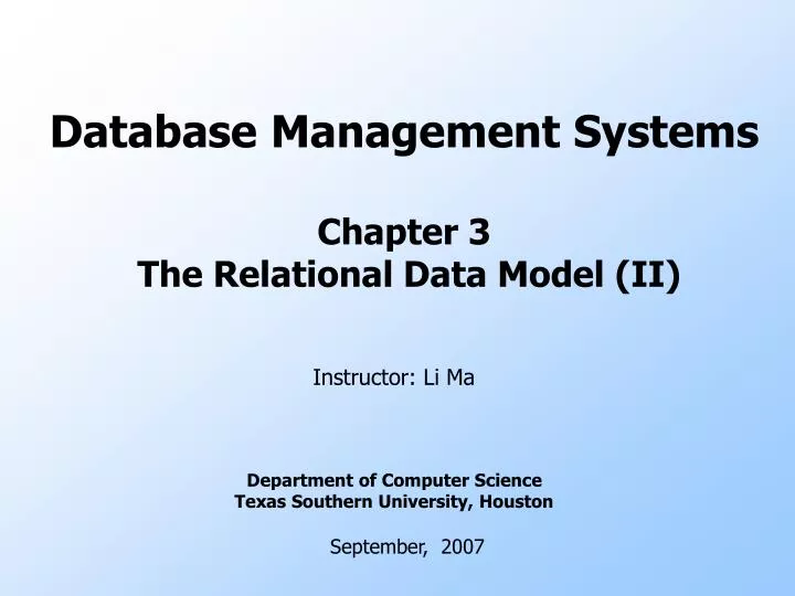 database management systems chapter 3 the relational data model ii