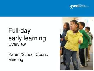 Full-day early learning Overview Parent/School Council Meeting