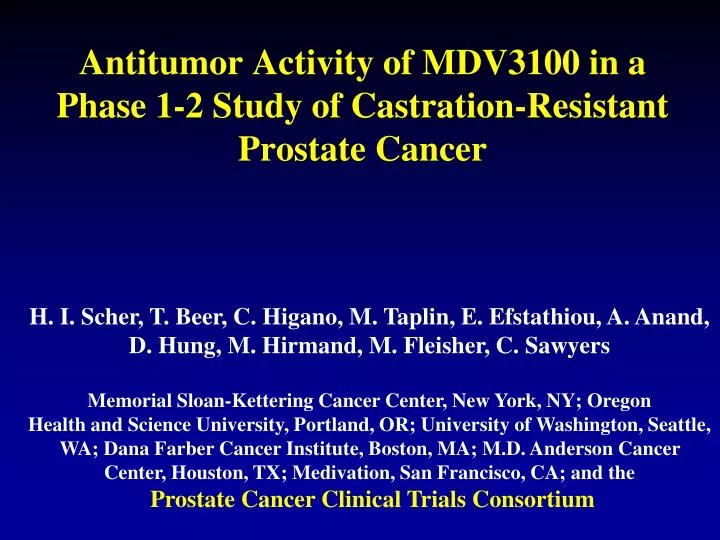 antitumor activity of mdv3100 in a phase 1 2 study of castration resistant prostate cancer