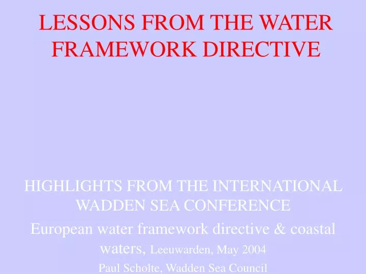 lessons from the water framework directive