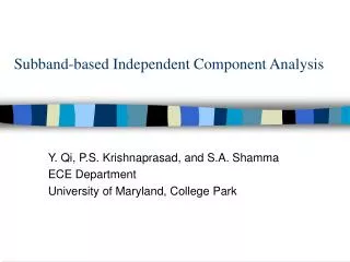 Subband-based Independent Component Analysis