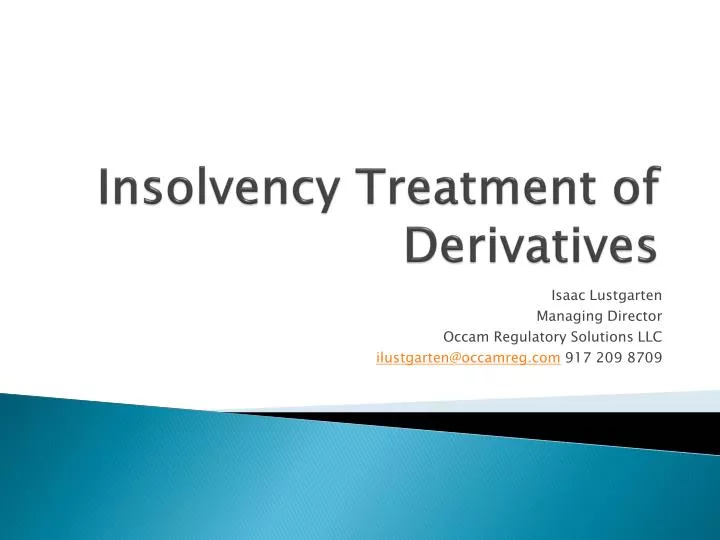 insolvency treatment of derivatives