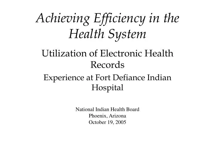 achieving efficiency in the health system