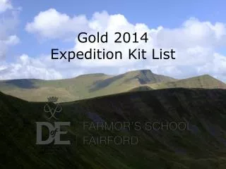 Gold 2014 Expedition Kit List
