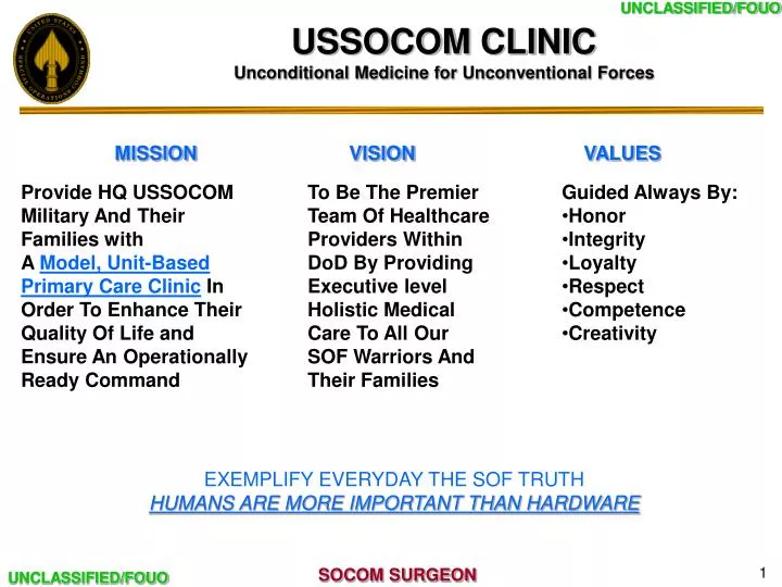 ussocom clinic unconditional medicine for unconventional forces