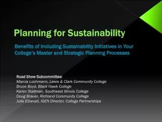 Planning for Sustainability