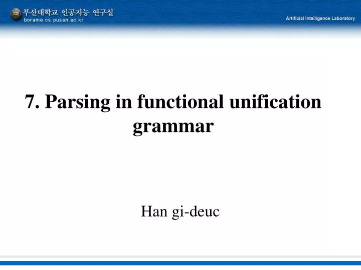 7 parsing in functional unification grammar
