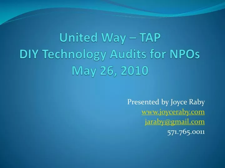 united way tap diy technology audits for npos may 26 2010
