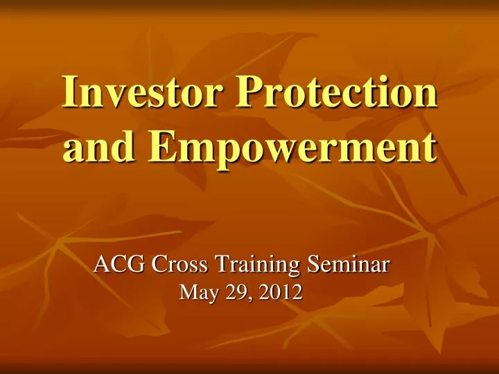 investor protection and empowerment