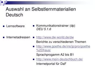 auswahl an selbstlernmaterialien deutsch