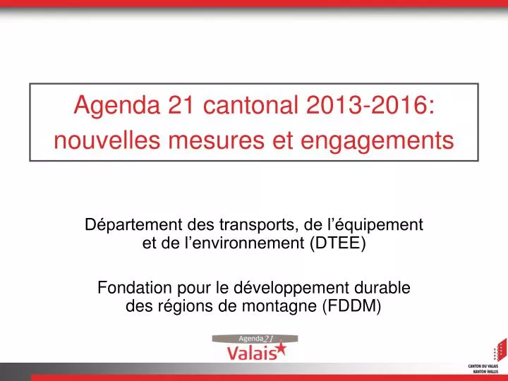 agenda 21 cantonal 2013 2016 nouvelles mesures et engagements