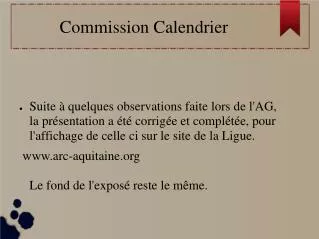 commission calendrier