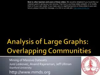Analysis of Large Graphs: Overlapping Communities