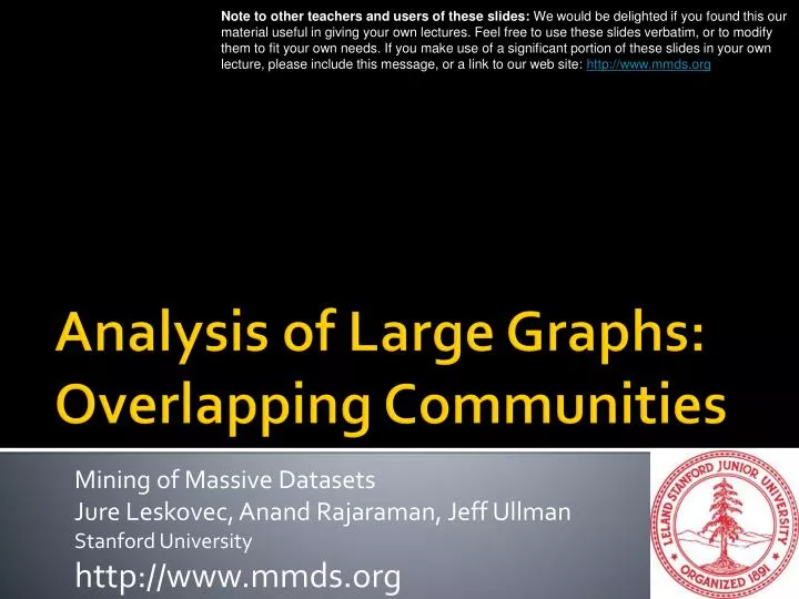 analysis of large graphs overlapping communities