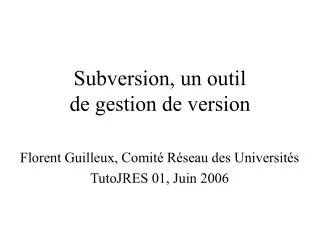 subversion un outil de gestion de version